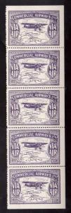 Canada #CL49a VF/NH Plate Strip Of Five Top Stamp With Constant Broken C