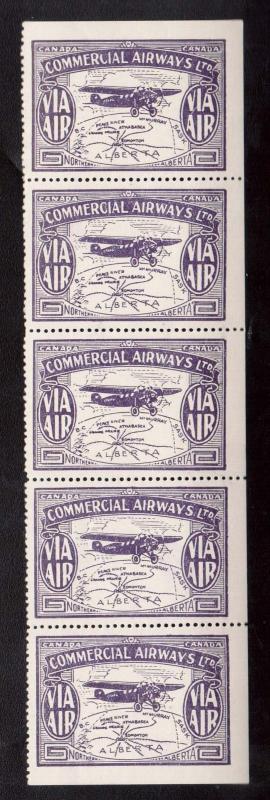 Canada #CL49a VF/NH Plate Strip Of Five Top Stamp With Constant Broken C