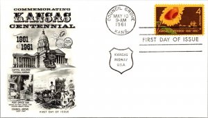 FDC 1961 SC #1183 Fleetwood Cachet - Council Grove KS - Single - J808