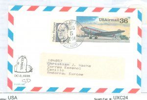 US UXC24 Uprated usage to Andorra Europe; Scott cv for postally used is listed in Italics.