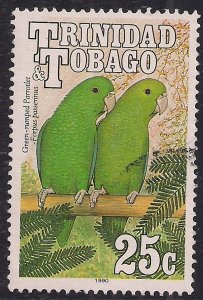 Trinidad & Tobago 1990 QE2 25ct Green Rump Parrotlet used SG 837 ( L1268 )