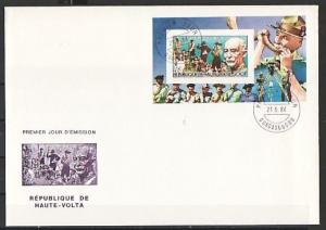 Burkina Faso, Scott cat. C302a. Scout B. Powell IMPERF s/sht. First day cover. ^