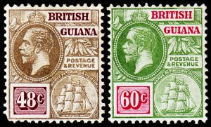 British Guiana Scott 185-186 (1913) Mint H F-VF, CV $50.00 C