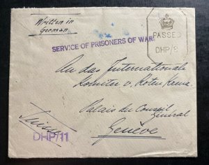 1942 Deoli Ajmer India POW Prisoner Of War Camp Censored Cover to Switzerland