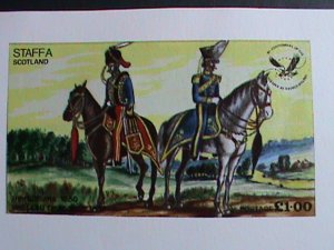 ​SCOTLAND-STAFFA STAMP-MILITARY SOLDIERS ON HORSE IMPERF-MNH S/S SHEET VF