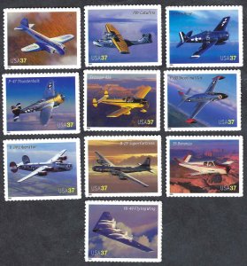 United States #3916-25 37¢ American Aviation (2005). Ten singles. MNH