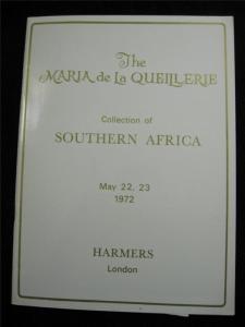 HARMERS AUCTION CATALOGUE 1972 SOUTHERN AFRICA MARIA DE LA QUEILLERIE COLLECTION