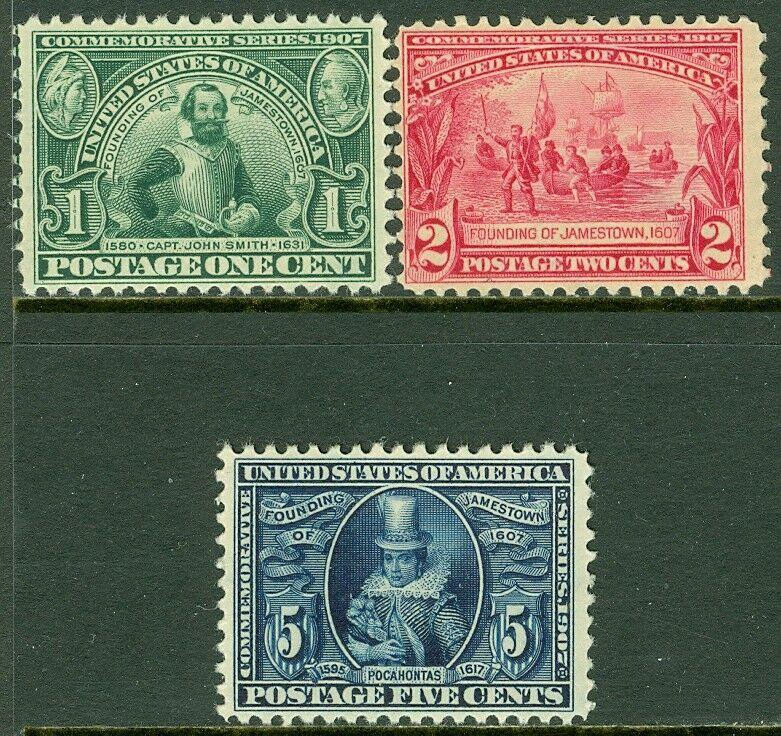 EDW1949SELL : USA 1907 Scott #328-30 Very Fine, Mint NH. PO Fresh. Catalog $415.