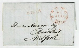 1849 private ship letter from St. John, NB to New York, via Boston