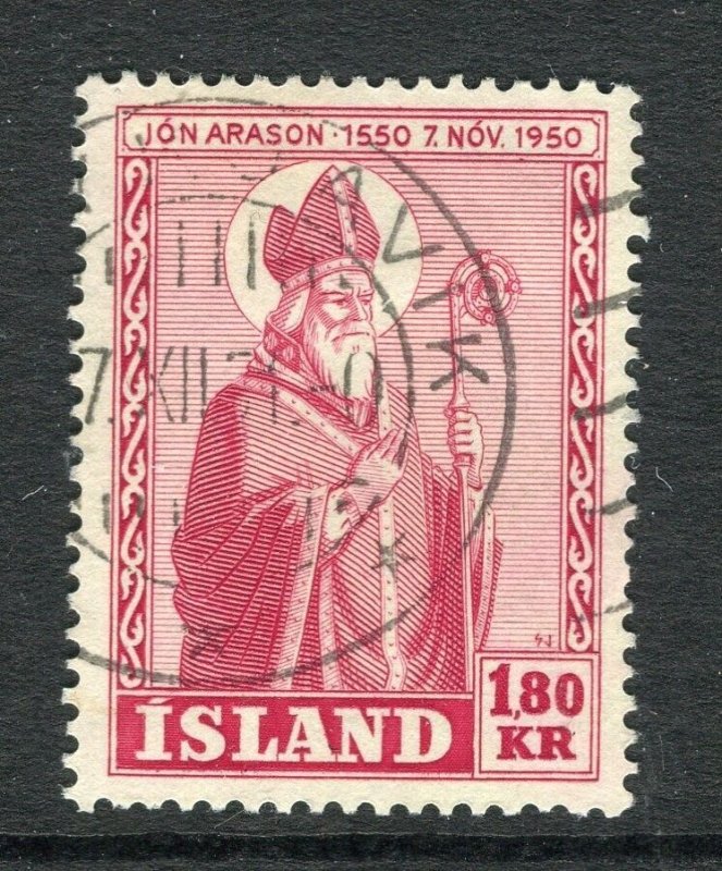 ICELAND; 1950 early Jon Arason issue used hinged 1.80K. value