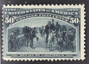 US Stamp#240 50c Slate Blue Recall of Columbus MINT Regummed SCV $ $200.00 