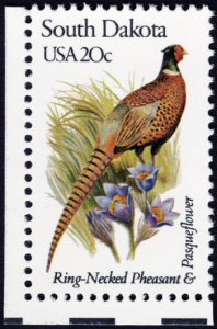 1993A South Dakota Birds and Flowers MNH single  perf 11.25 x 11.0