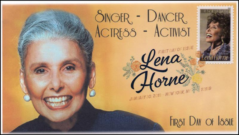 18-027, 2018, Lena Horne, Digital Color, Postmark, FDC, Black Heritage