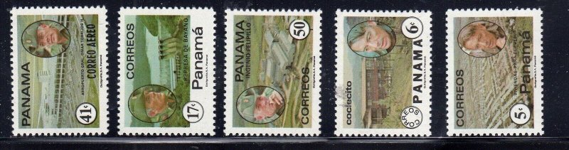 PANAMA #617-619,C433-34 1982 GENERAL HERRERA 1ST ANNIV. DEATH MINT VF NH O.G
