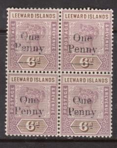 Leeward Islands #18 Very Fine Mint Block Three Never Hinged UR Is Lightly Hinged