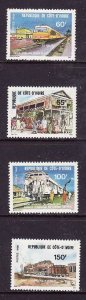 Ivory Coast-Sc#551-4-unused NH set-Trains-Locomotives-Railways-1980-