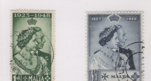 MALTA #223-24 Royal Wedding 1948 Fine  USED