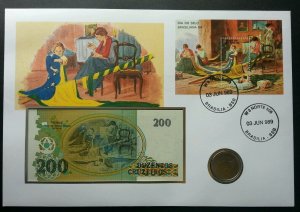 Brazil Painting Homeland 1989 FDC (banknote coin cover) *rare 3 in 1