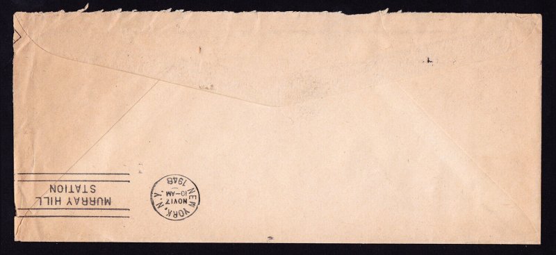 CCC CANADA TO RCA INTL NY OHMS COVER WITH BACK STAMP - 1948