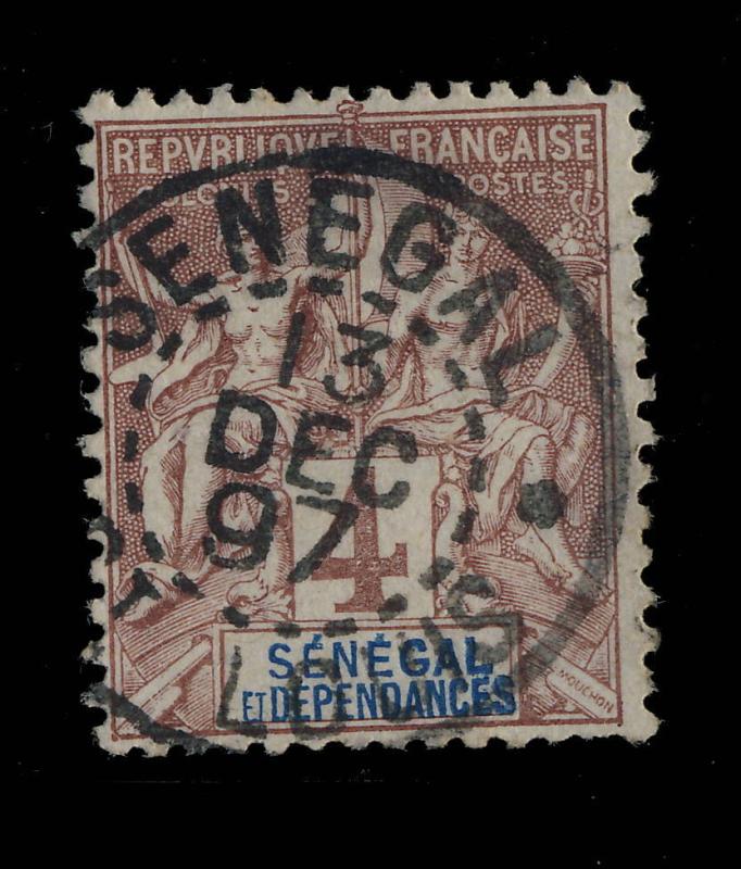 SÉNÉGAL - 1897 - CACHET  SÉNÉGAL / St-LOUIS SUR N°10 4c LILAS-BRUN TYPE GROUPE