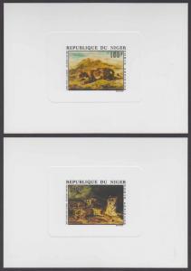 NIGER 1973 PAINTINGS Sc C215-C216 FULL SET OF DELUXE DIE PROOFS VF LION & TIGER 