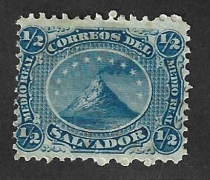 El Salvador Scott #1 Mint 1/2r  Volcano San Miguel stamp 2019 CV $7.00