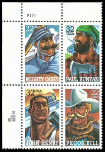 PCBstamps   US #3083/3086 PB $1.28(4x32c)Folk Heroes, MNH, (PB-1)