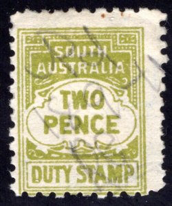 1916 South Australia,Two Pence, Duty Stamp, p.10 Used