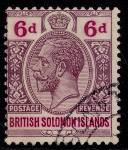 BRITISH SOLOMON ISLANDS GV SG32, 6d dull & bright purple, USED. Cat £16.