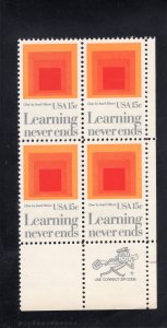 1833 Learning, MNH LR-ZIP blk/4