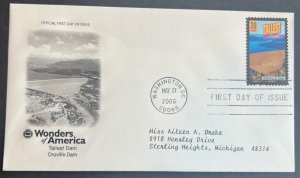 WONDERS OF AMERICA TALLEST DAM MAY 27 2006 WASHINGTON DC FIRST DAY COVER (FDC)