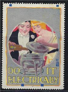 VEGAS Early 1900s Do It Electrically Promotional Poster Stamp (CQ118)