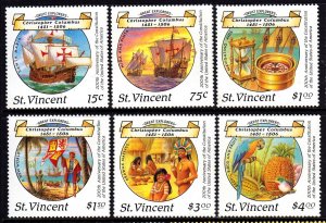 St. Vincent 1988 Columbus - US Bicentennial Complete Mint MNH Set SC 1087-1092