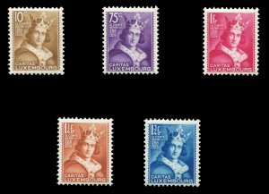Luxembourg #B55-59 Cat$125, 1933 Henry VII, complete set, never hinged