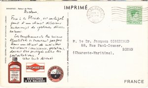 BAHAMAS cover postmarked Nassau,  6 Feb. 1952 -  Dear Doctor postcard to France