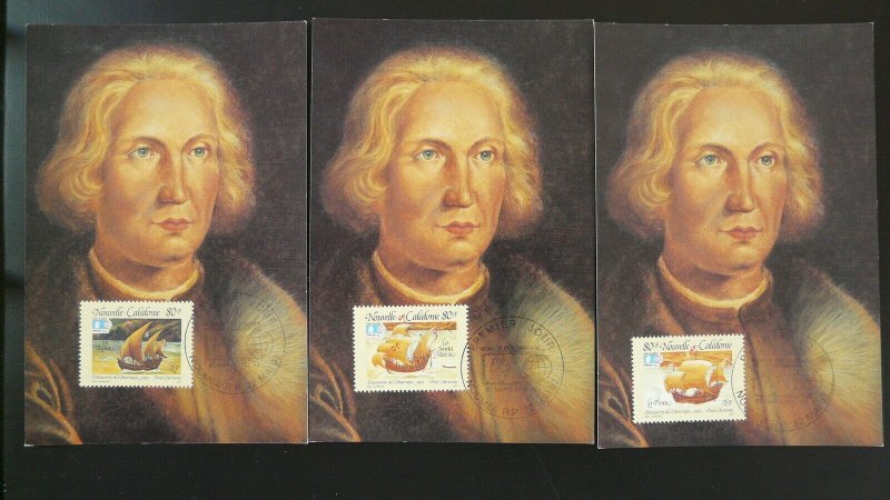 explorer Christopher Columbus set of 3 maximum card New Caledonia 94349