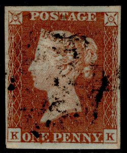 GB QV SG8, 1d red-brown BLACK MX PLATE 35, FINE USED. Cat £65. KK 