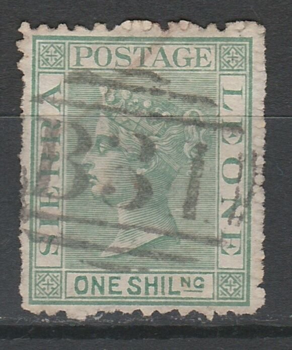 SIERRA LEONE 1872 QV 1/- PERF 12.5 WMK CROWN CC SIDEWAYS USED