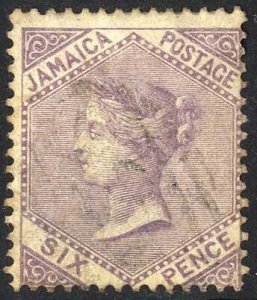 Jamaica SG5 6d Dull purple Wmk Pineapple cat 23 pounds