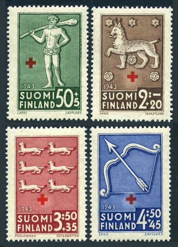 Finland B54-B57,MNH.Michel 271-274. Red Cross-1943.Coat of Arms.