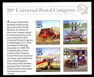 U.S. Scott 2438 1989 MNH UPU Congress Souvenir Sheet