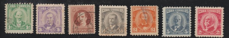 1954-56 Cuba Stamps 8 Patriots U