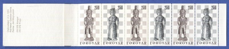 FAROE ISLANDS  Sc 94a 1983 HA2 Complete Booklet of six 250o Chess Stamps, MNH VF