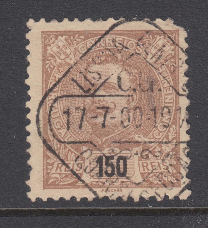 Portugal Sc 127 used 1895 150r light brown on straw King Carlos