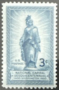 Scott #989 1950 3¢ National Capital Sesquicentennial Statue of Freedom MNH OG