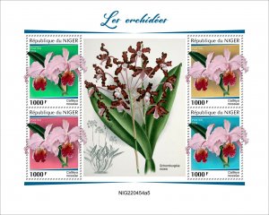 NIGER - 2022 - Orchids - Perf 4v Sheet #5 - Mint Never Hinged