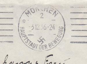 Germany - 3.12.1936 cover Munich - Trannstein correctly franked (1587)