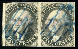 USAstamps Used FVF US 1845 Provisional Pair Scott 9x1 +Cert SCV $1,400+