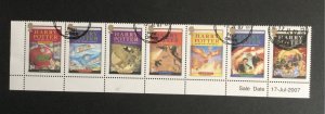 GB 2007 Harry Potter. Set of 7 used stamps  - se-tenant.