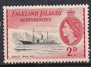 Falkland Islands 1954 QE2 2d Dependencies MLH SG G29 ( C286 )